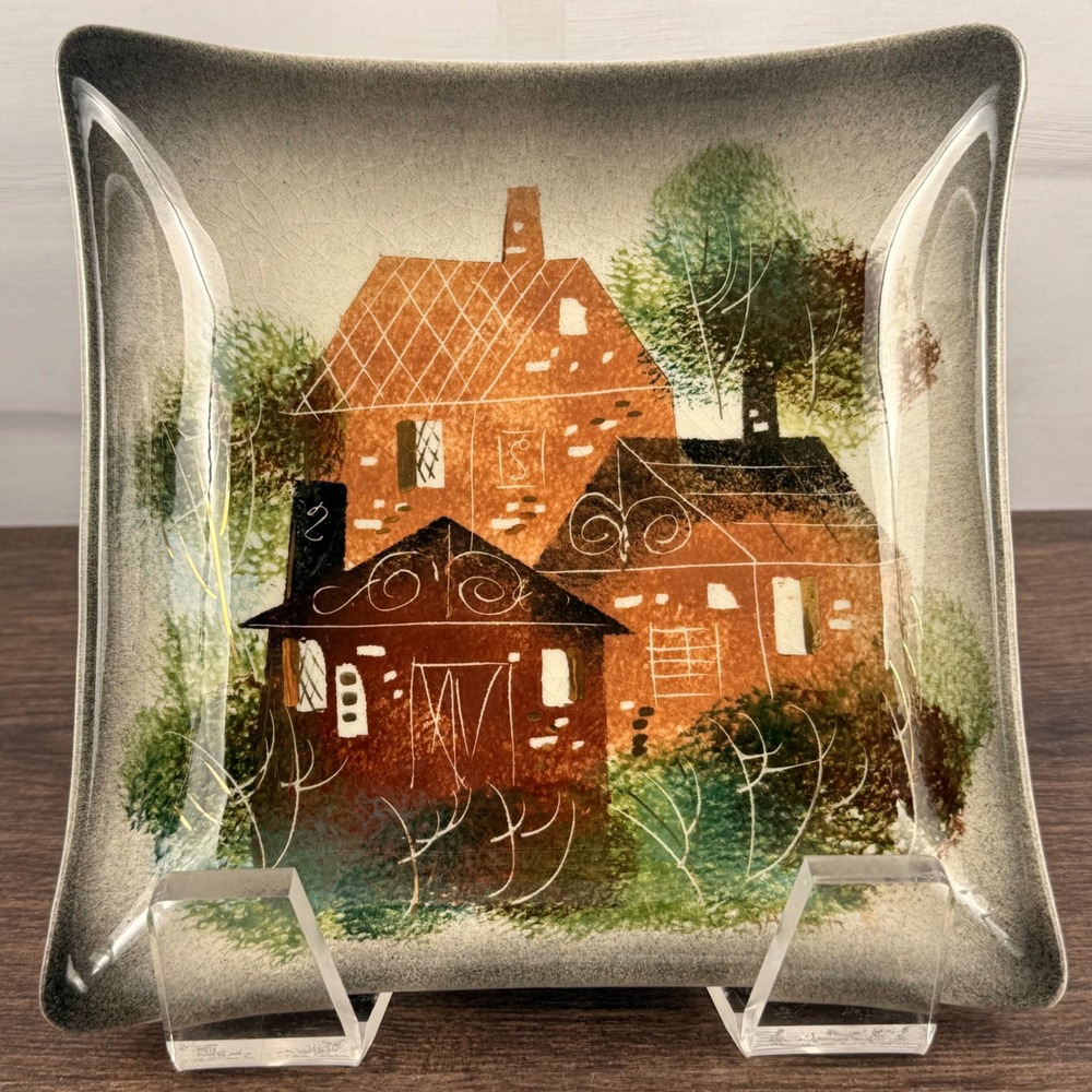Sascha Brastoff California Mid Century Ceramic House Landscape Tray